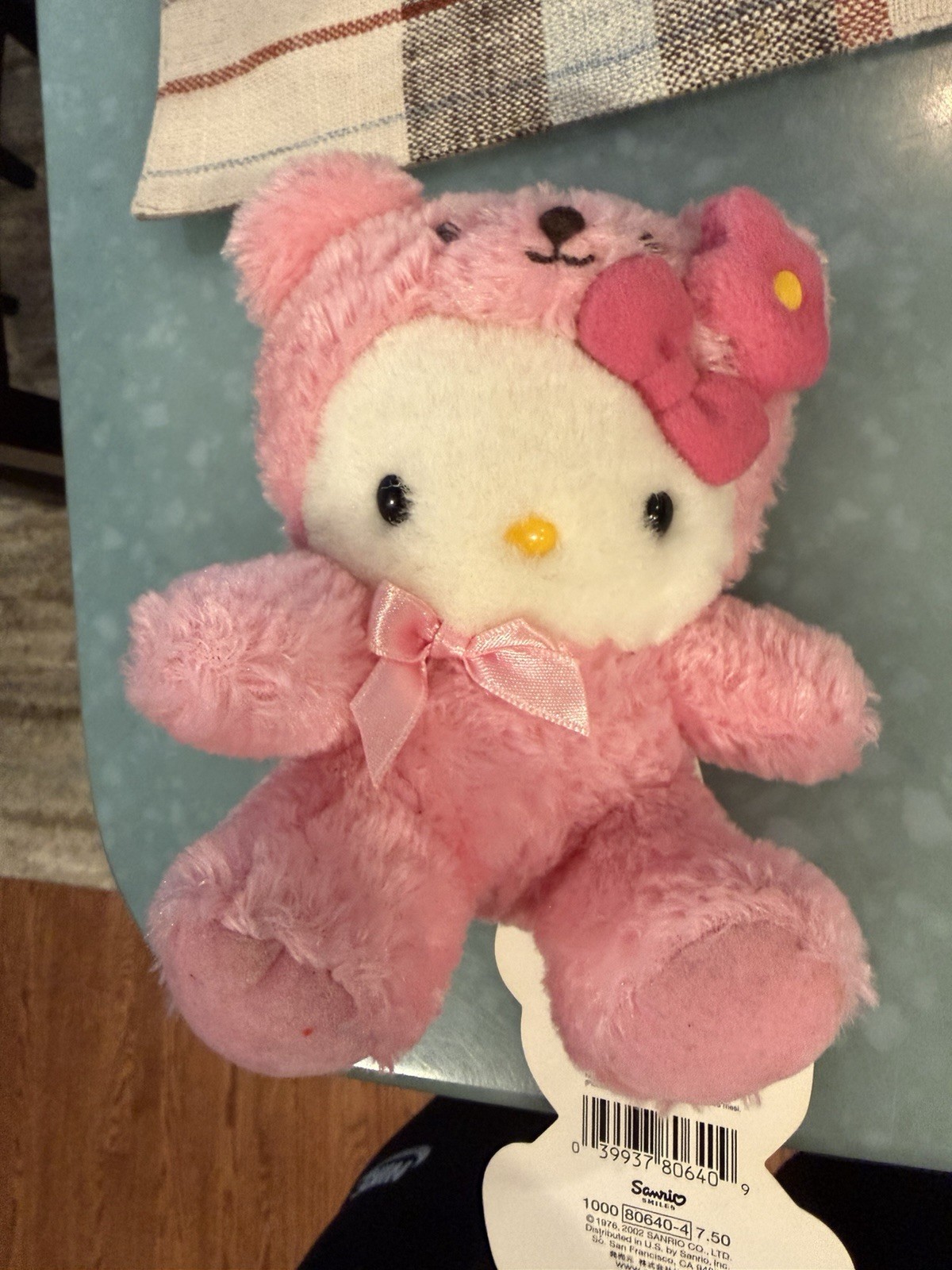 Vintage 2002 Sanrio Hello Kitty Pink Bear Costume Plush 5” w/ Original Tag