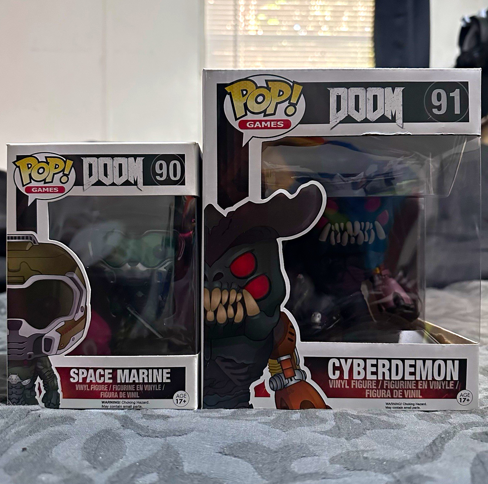 Funko Pop Games Vinyl Figure Lot DOOM 2016 #90 Space Marine and #91 Cyberdemon