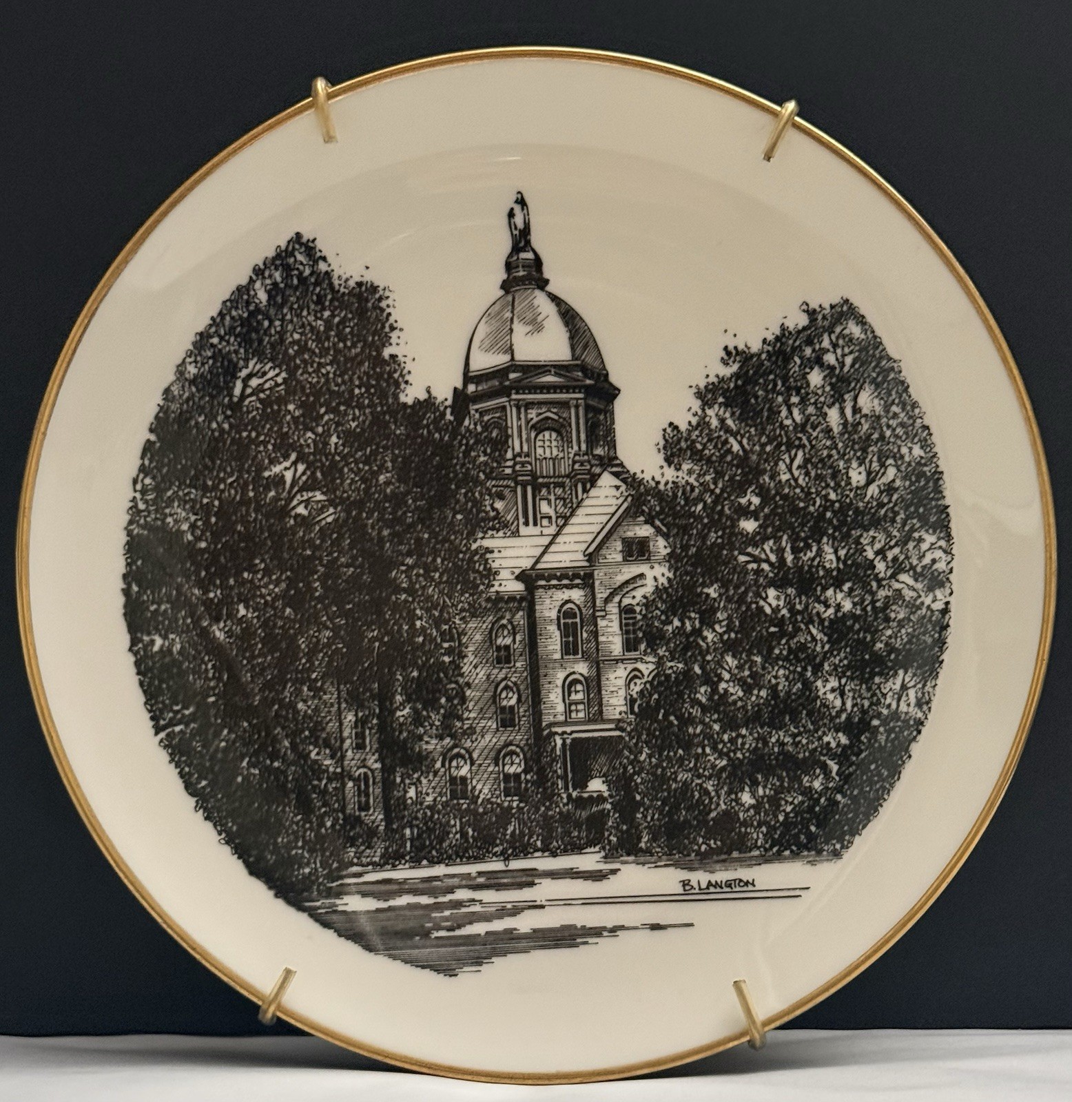 The Golden Dome Notre Dame Limited Edition Collector’s Plate B. Langdon