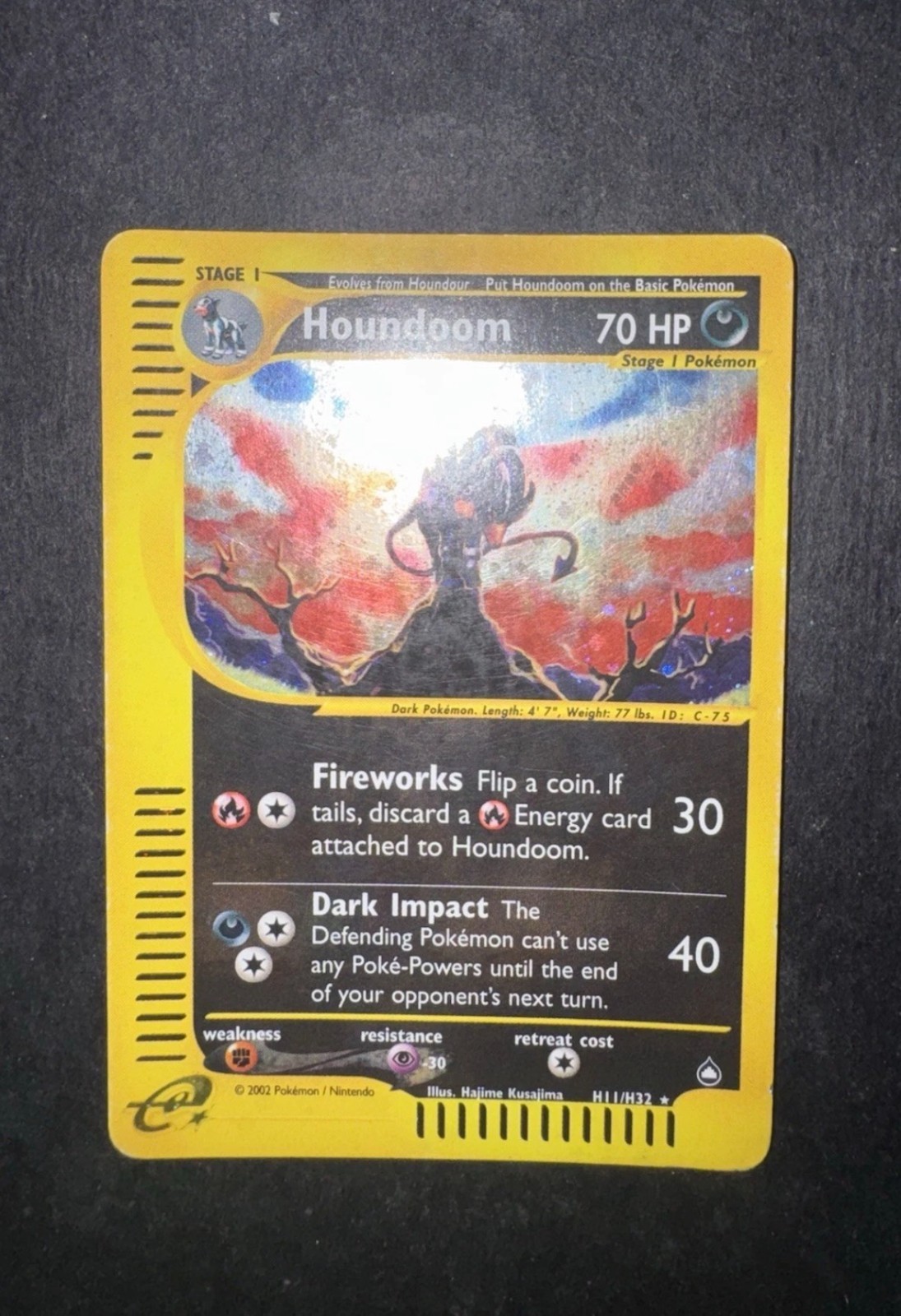 Nintendo Pokemon TCG Aquapolis Houndoom H11/H32 Holo Rare 2002 Eng 70 HP H11/H3