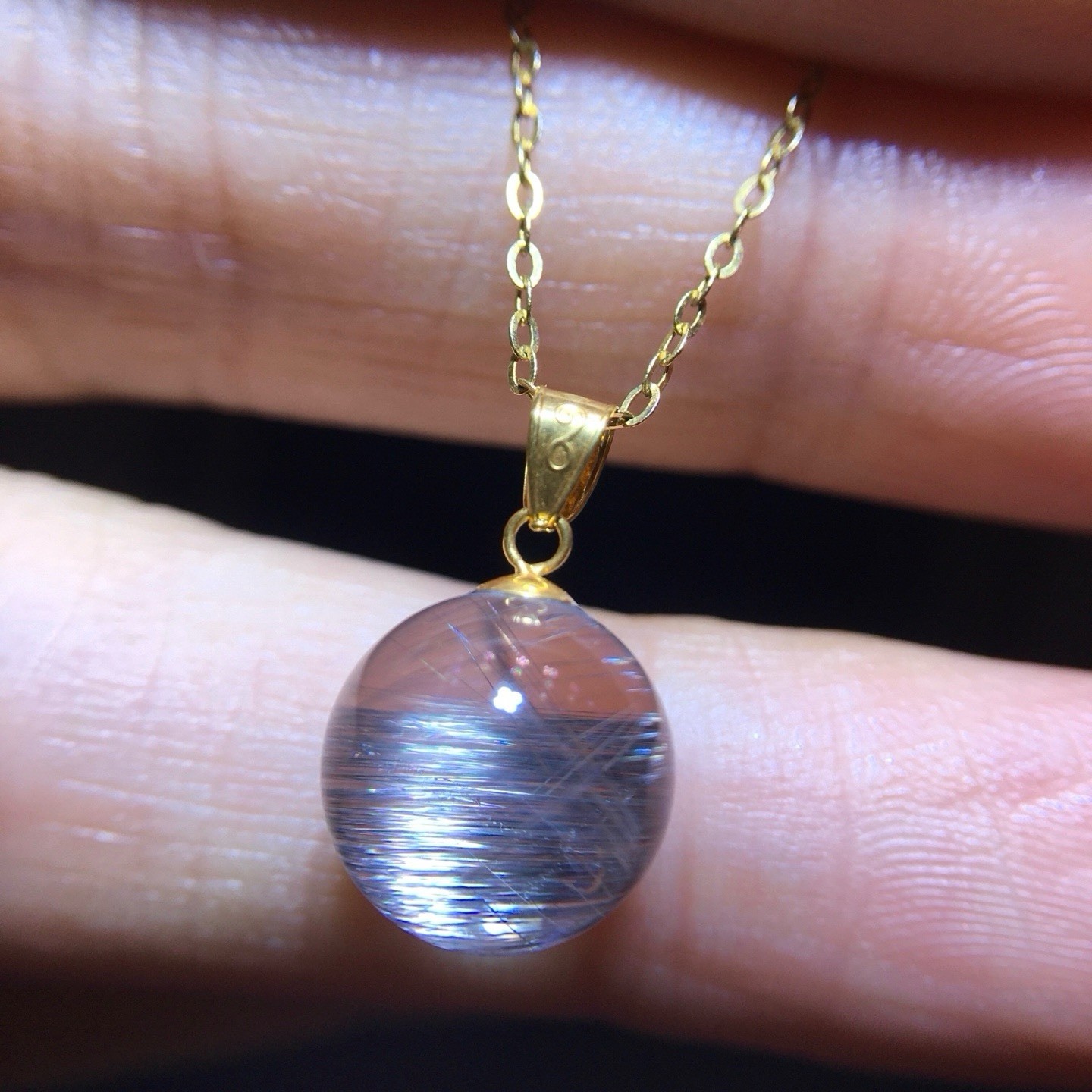 Natural Black Silver Titanium Drip 18k Gold Pendant