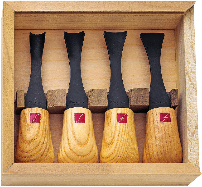 Flexcut Super-Wide-Format Wood Carbon Steel 4pc Carving Knives Palm Set FR704