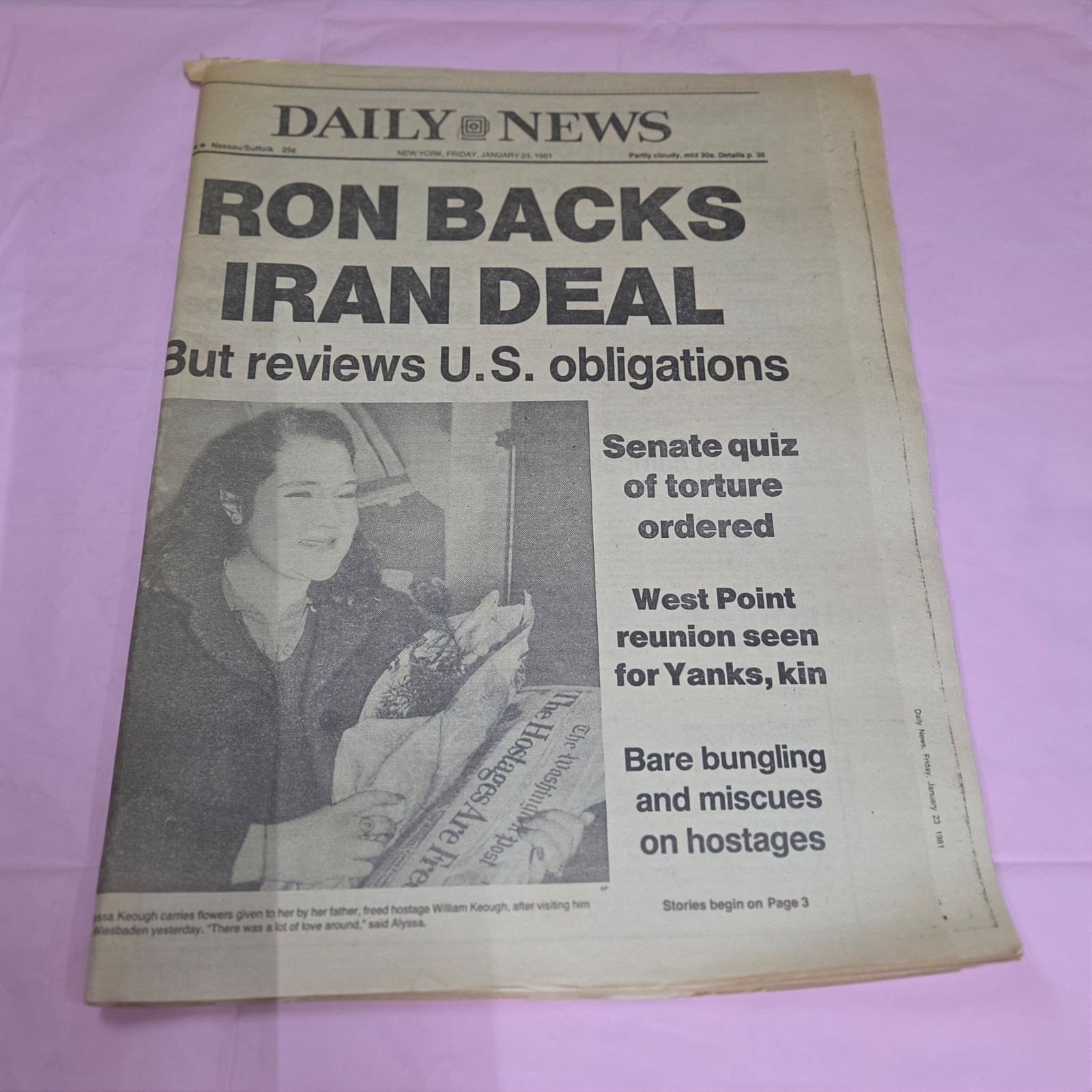 1981 NY Daily News Reagan Iran Hostage Deal Super Bowl XV Newspaper