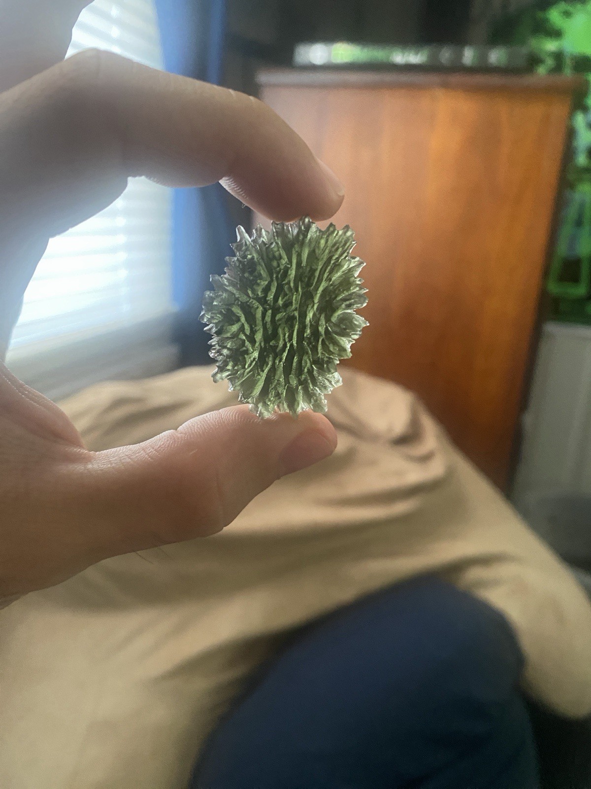 Pristine, Super Rare: 10.6 gram Besednice Jezkovna Moldavite; Partial Disc Shape