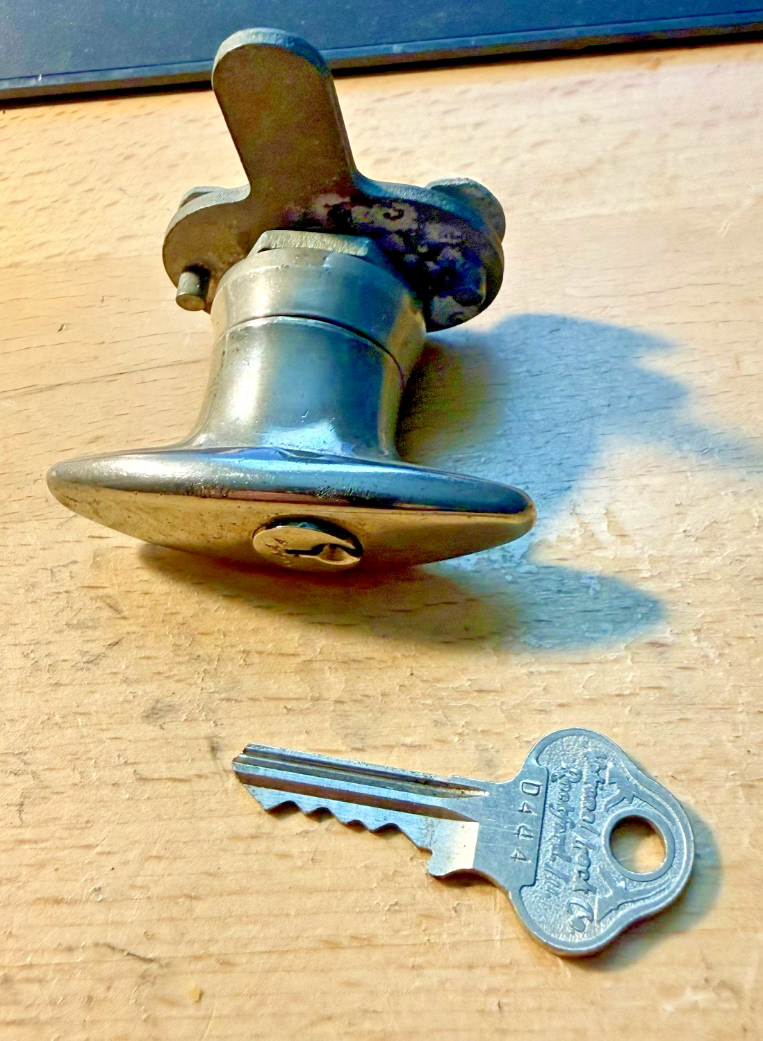 Vintage National Lock handle 1920s 1930s Metal Cabinet or Golf Club door Auto ??