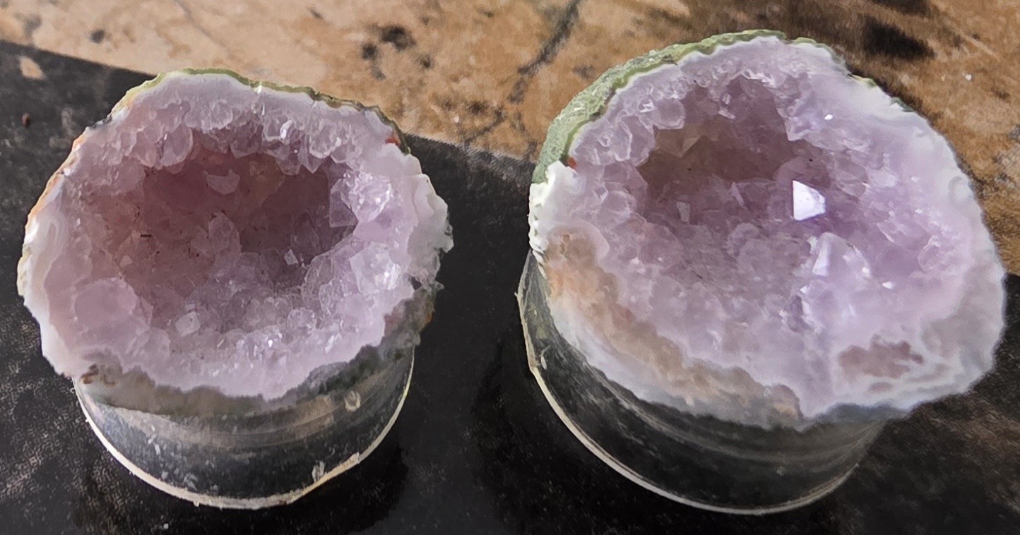 2 Pairs Rare Tabasco Geodes Amethyst Druzy Video