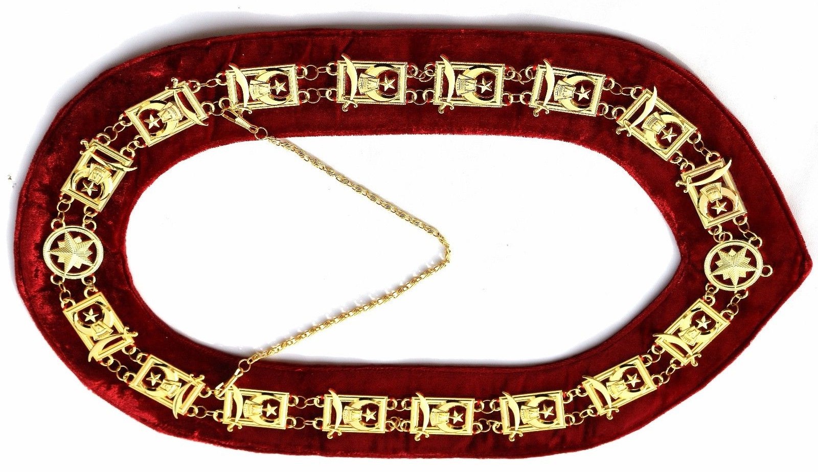 FREEMASON MASONIC Collar Shriners Shriner GOLD Plated RED Velvet 