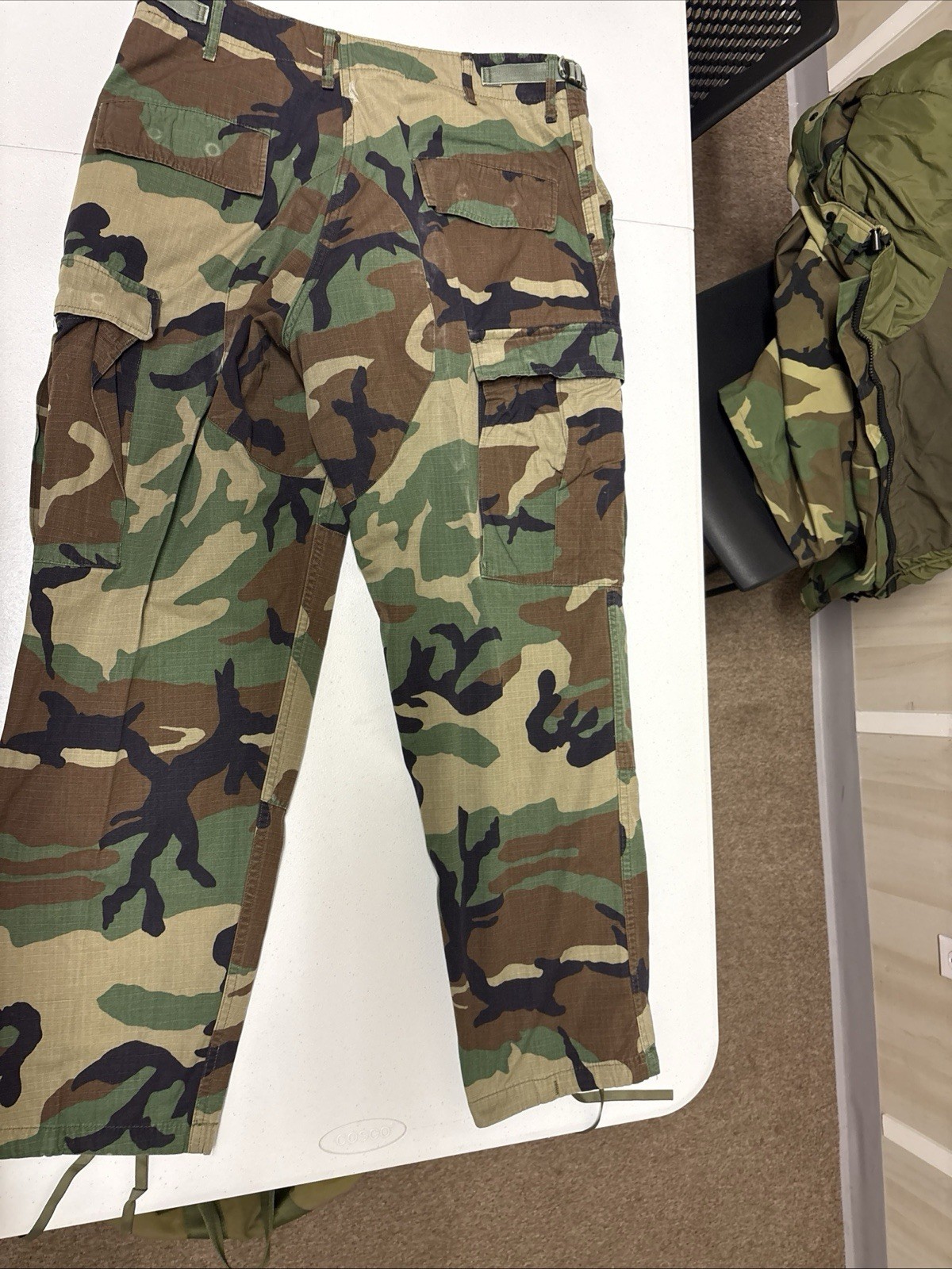 BDU Pants Camouflage Military Size Large Regular Woodland Pattern Ripstop.