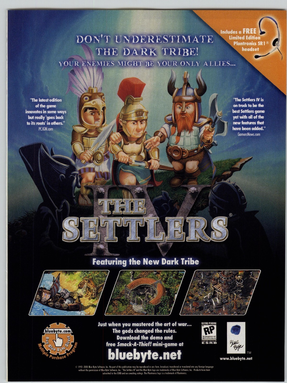 The Settlers IV 4 PC 2000 Vintage Print Ad/Poster Official Game Advertisement