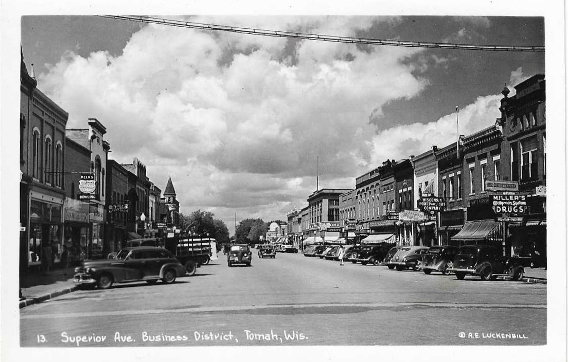 RPPC WIS Power & Light Superior Ave Antique Car Wisconsin Real Photo Postcard