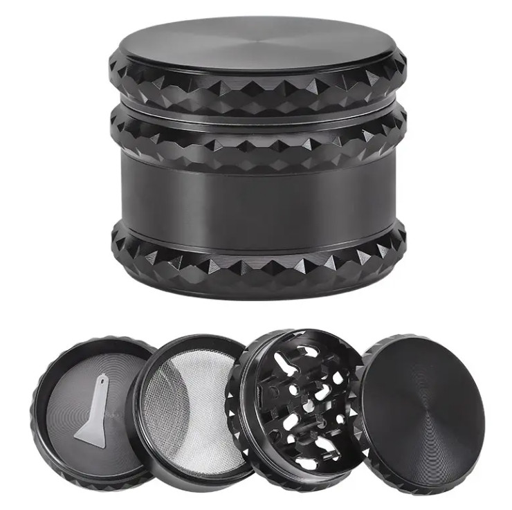 4-Piece 2.25in Spice Herb Grinder Metal Herb/Spice Grinder: Black