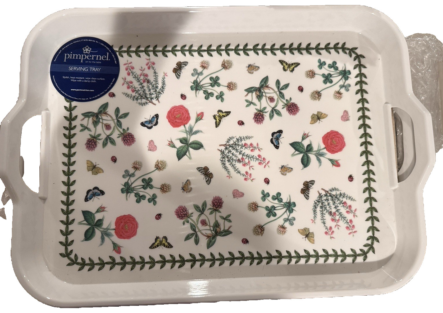 Portmeirion BOTANIC GARDEN IRISH FLOWER Lg HANDLED Melamine Tray NWT