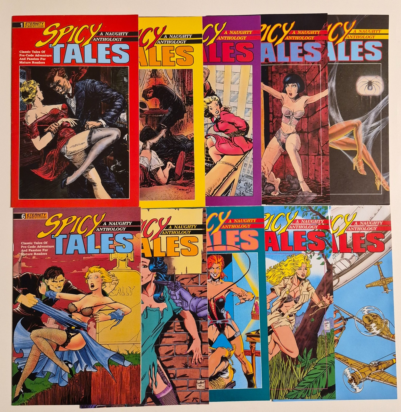 Spicy Tales #1 2 3 4 5 6 7 8 9 10 Set (1988, Eternity) FN/VF Full Run B&W