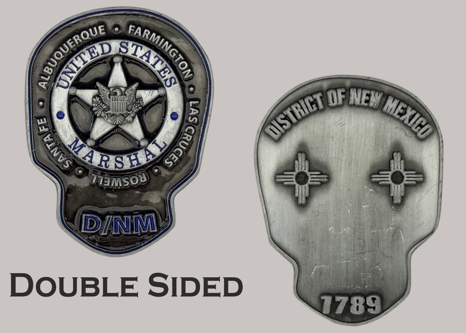 US Marshal District of New Mexico Skull Shaped Challenge Coin  J#36