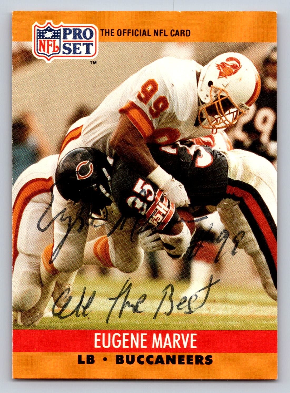 1990 Pro Set NFL Eugene Marve Autographed Card #656 Buccaneers LB Signed