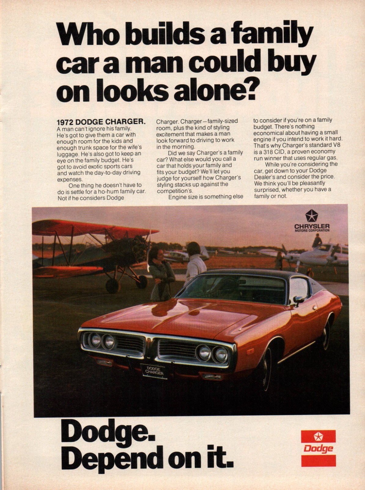 Vintage Print Ad 1971 Dodge Depend On It Charger 1972 Model Year