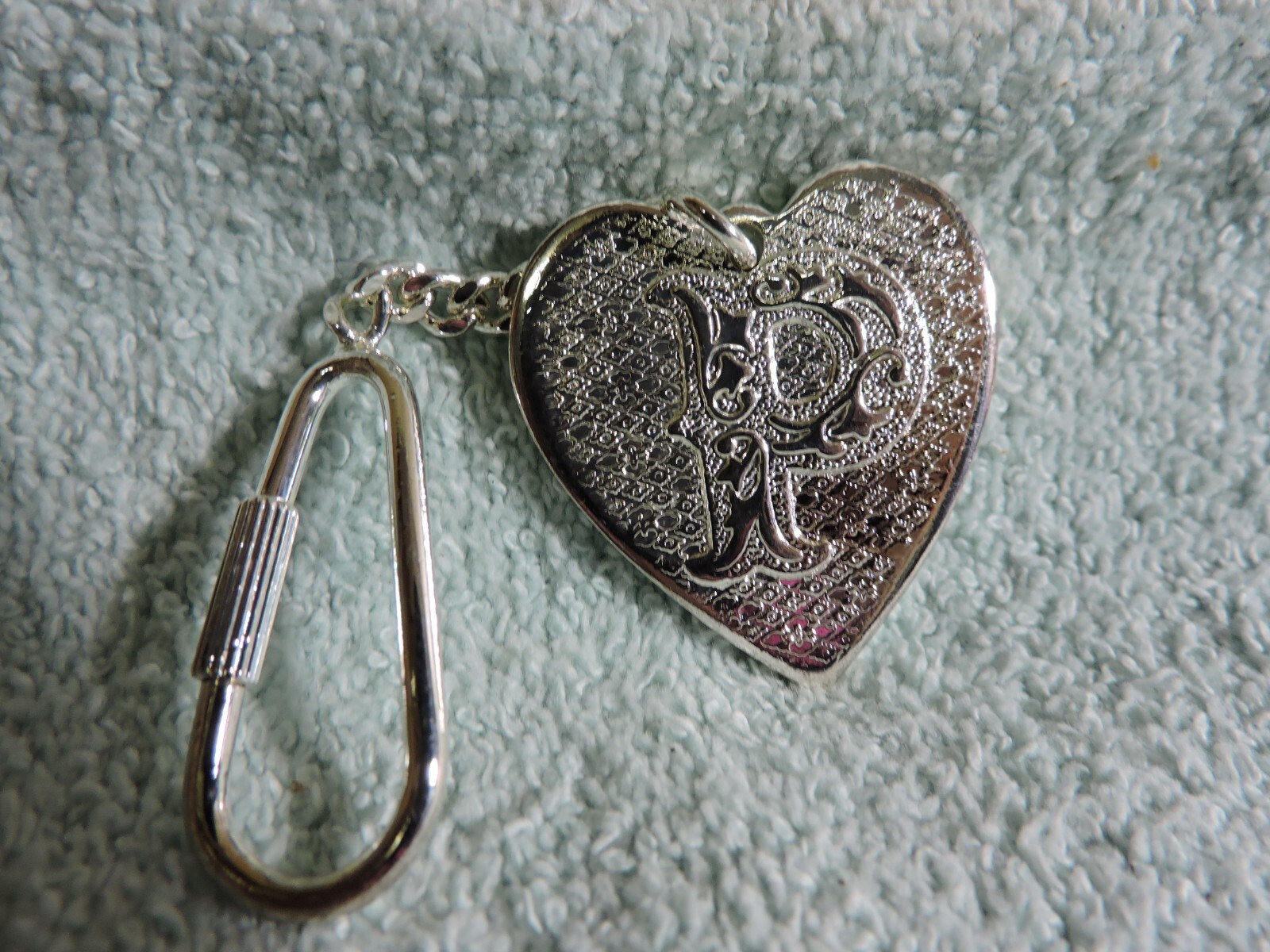 Vintage Initial “P” Heart Shaped Keychain, New, Never used, 1-1/2