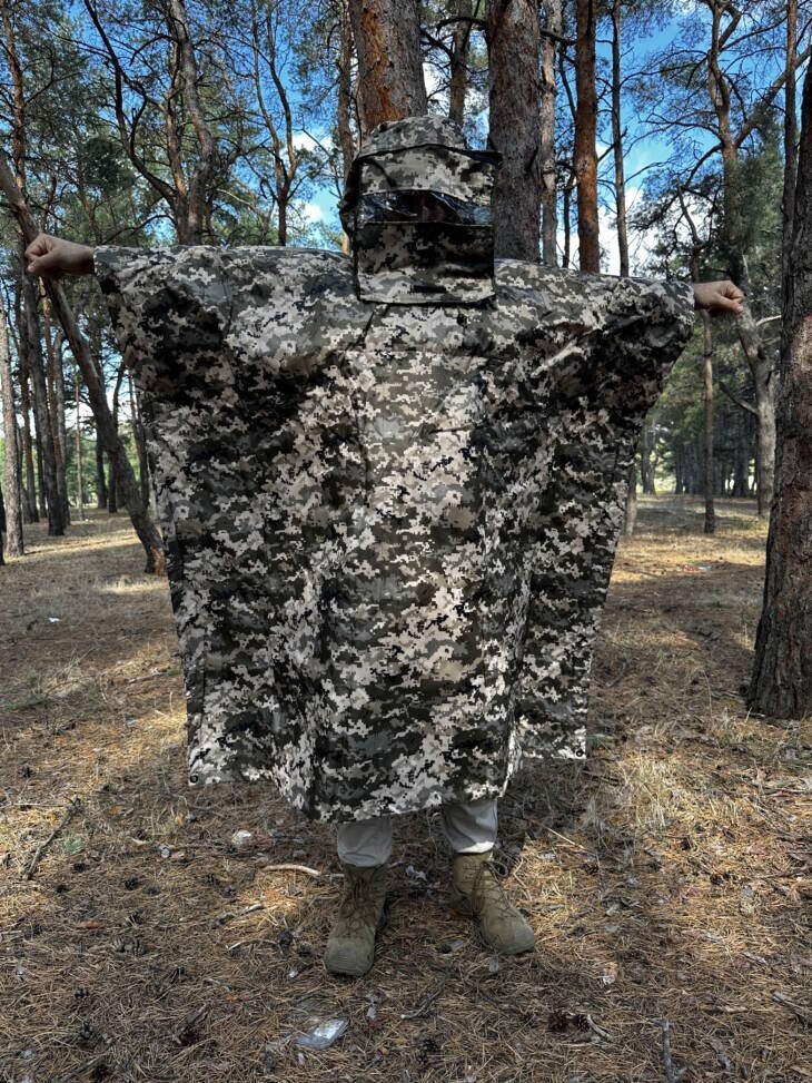 Anti-drone imaging cloak anti-thermal tactical poncho with the hood Pixel 1