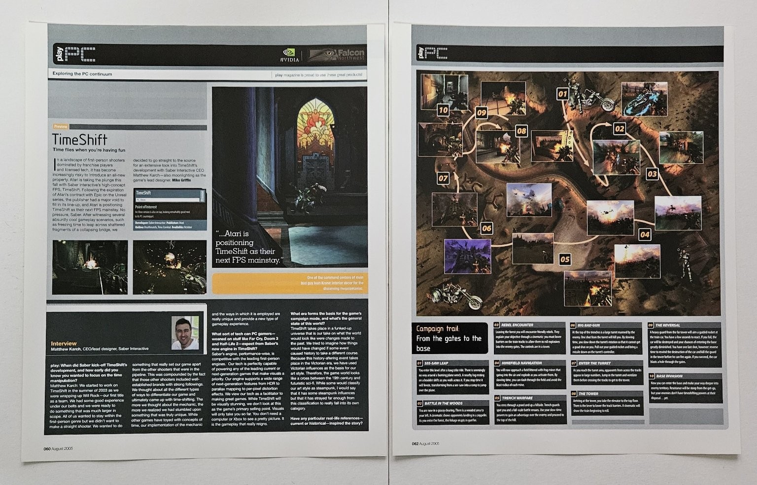 TimeShift Atari PC Game Magazine Print Ad Original 2-Page Spread 2005