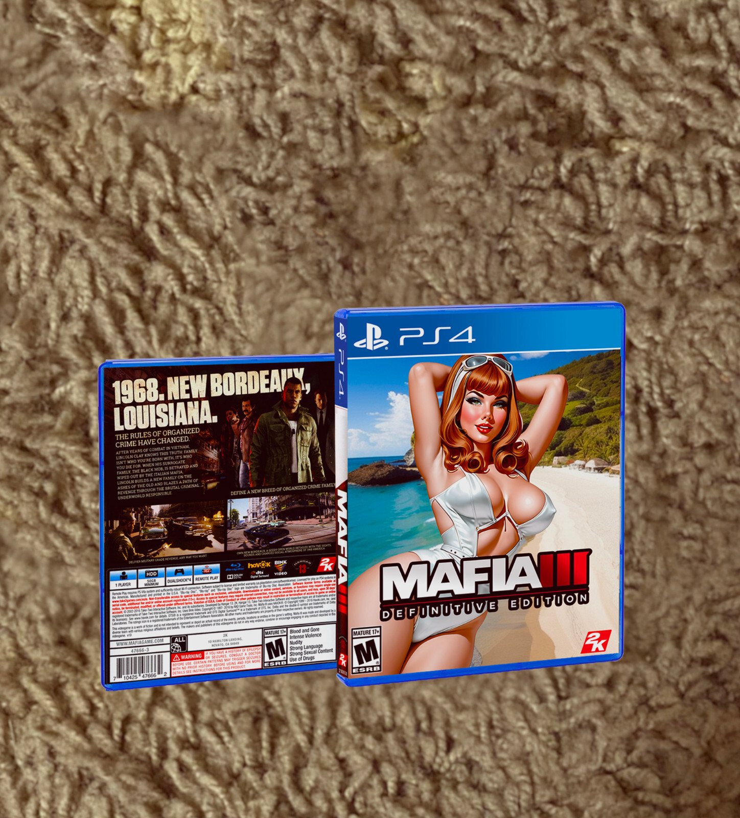 MAFIA III PS4 CUSTOM COVER ART & CASE - NO GAME