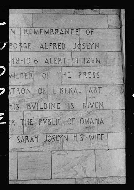Photo:Omaha Nebraska 1930s George Alfred Joslyn Memorial Plaque