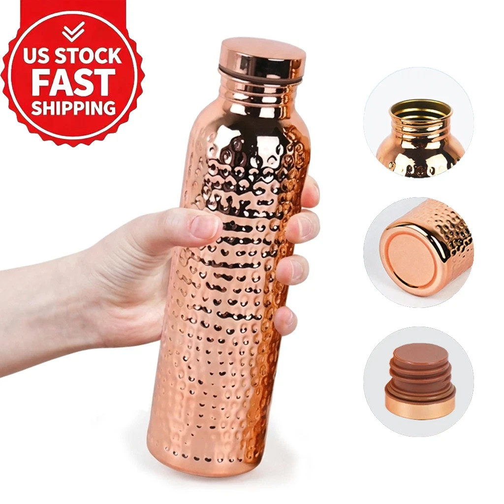 27oz Copper Water Bottle Handmade Hammered Finish Joint Free BPA Ayurvedic.