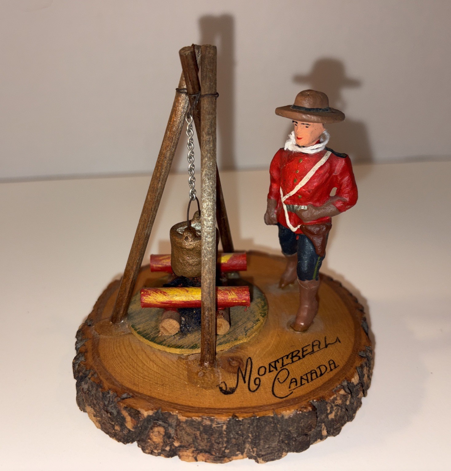 Vintage Canadian Mountie Figurine/Fire Souvenir Adirondack Montreal Canada 50’s