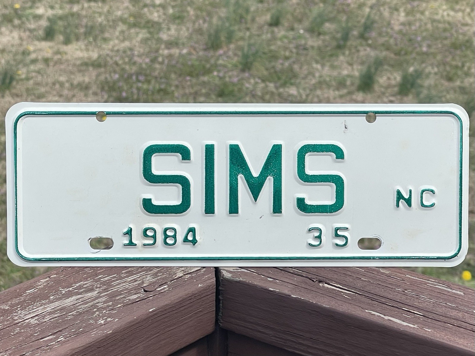 Sims North Carolina License Plate 1984 #35 NC City Plate