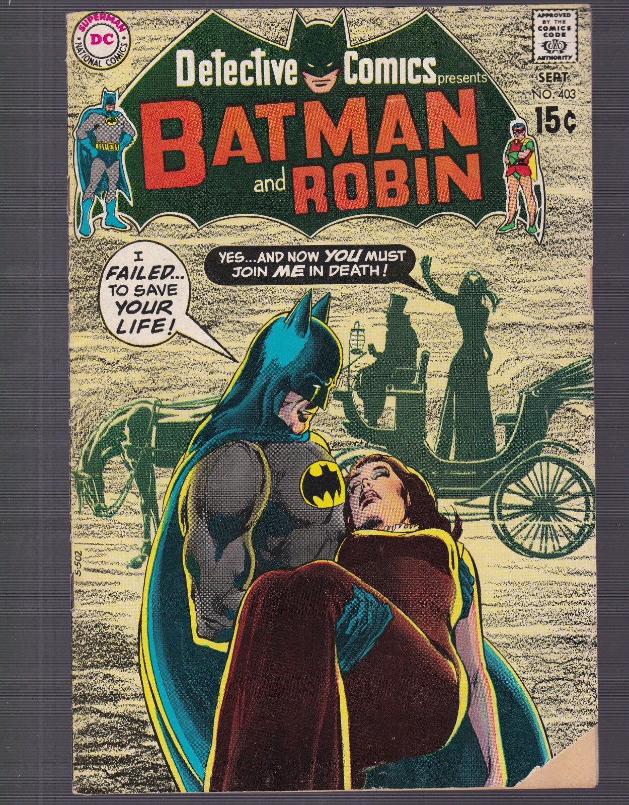 Detective Comics #403 Neal Adams Cover You Die By Mourning