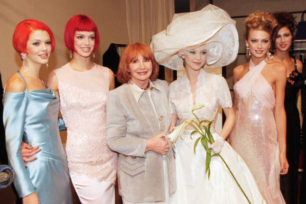 Fashion Designer Rose Torrente Mett C) Pose With Models During The- Old Photo