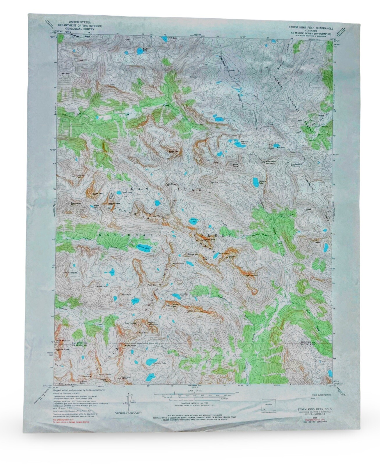 Topographic 1964 USGS Map Storm King Mountain Colorado