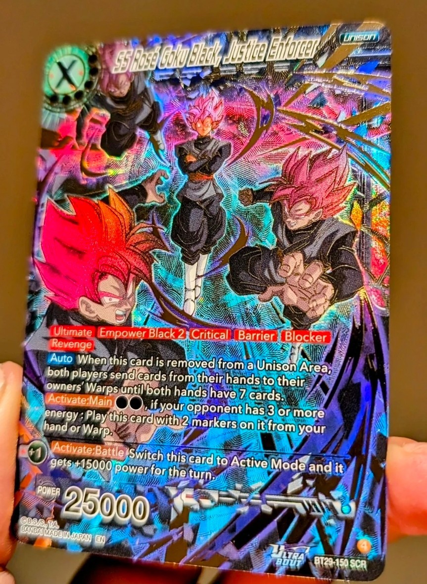 Dragon Ball Super TCG BT29-150 SCR SS Pink Goku Black, Justice Enforcer