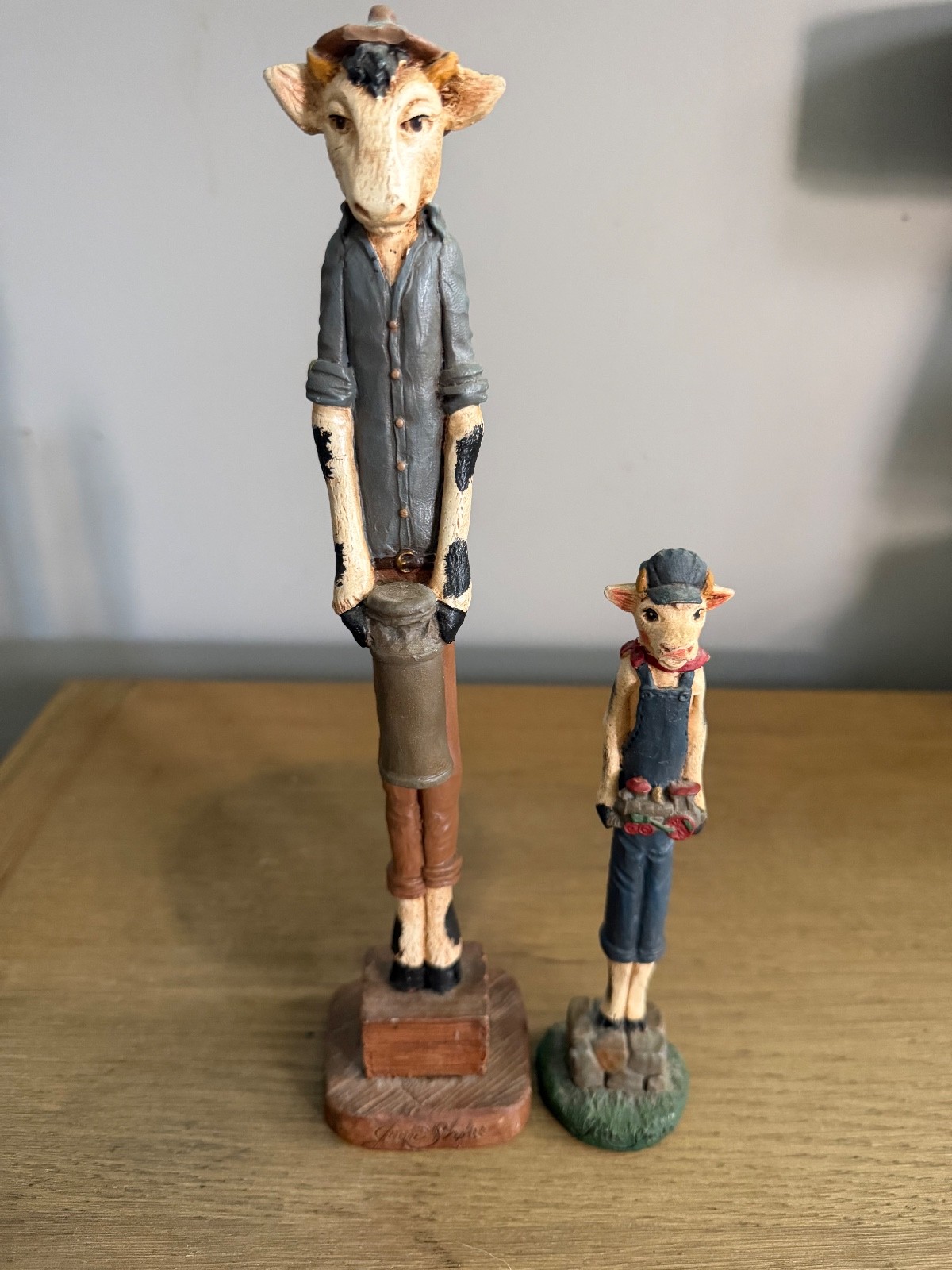 2 VTG Jim Shore Pencil CowFigurines Male 4101 Boy 4105