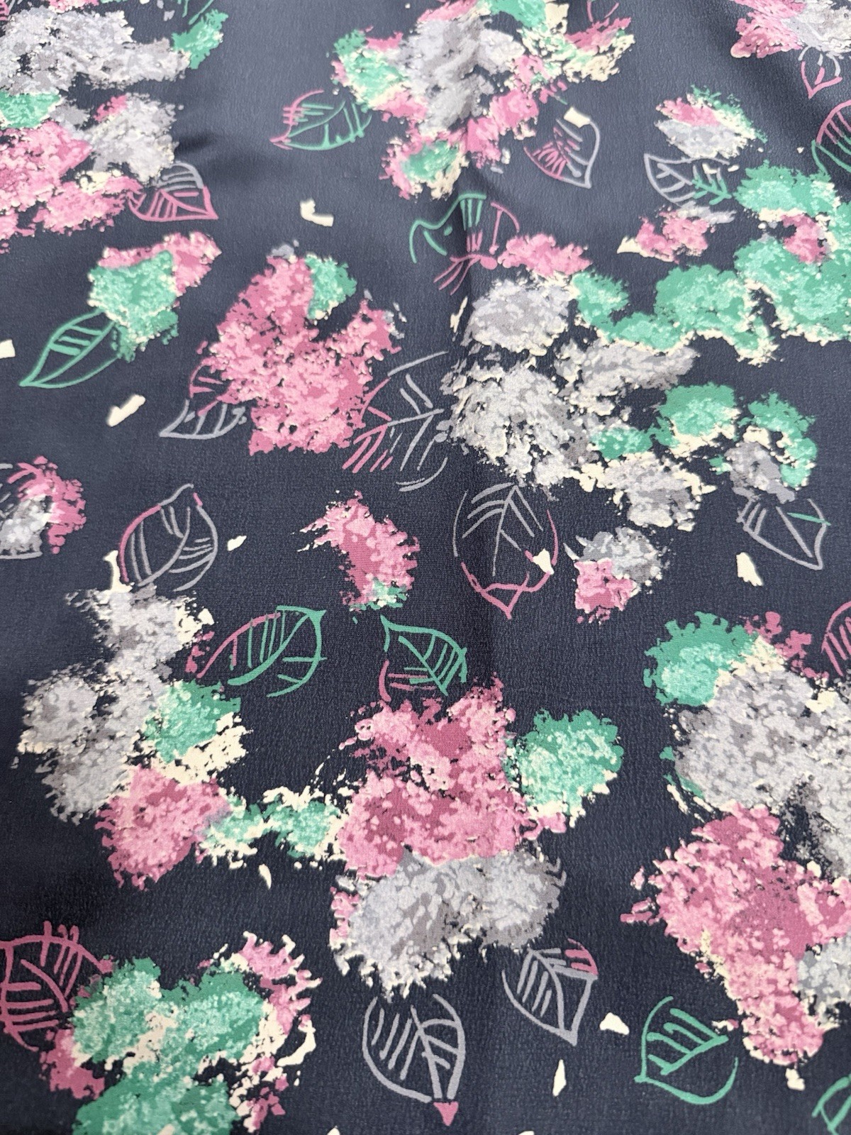 Vintage 1940s-50s  Cold Rayon Floral Print Silky Dressmaking Fabric - 4 yd NWOT