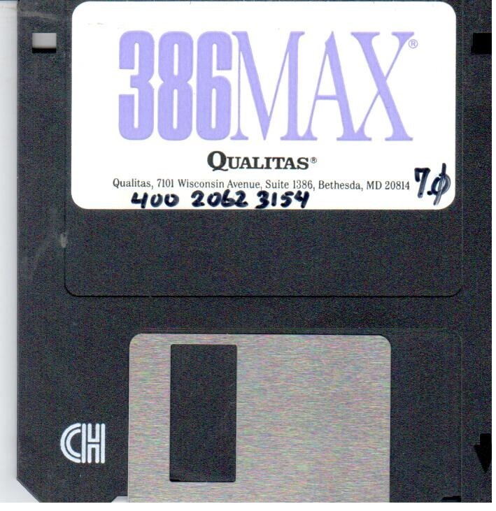 ITHistorySOFTWARE  (1990s) 386 MAX 7.0 (Qualitas) V 7 IBM 3.5\