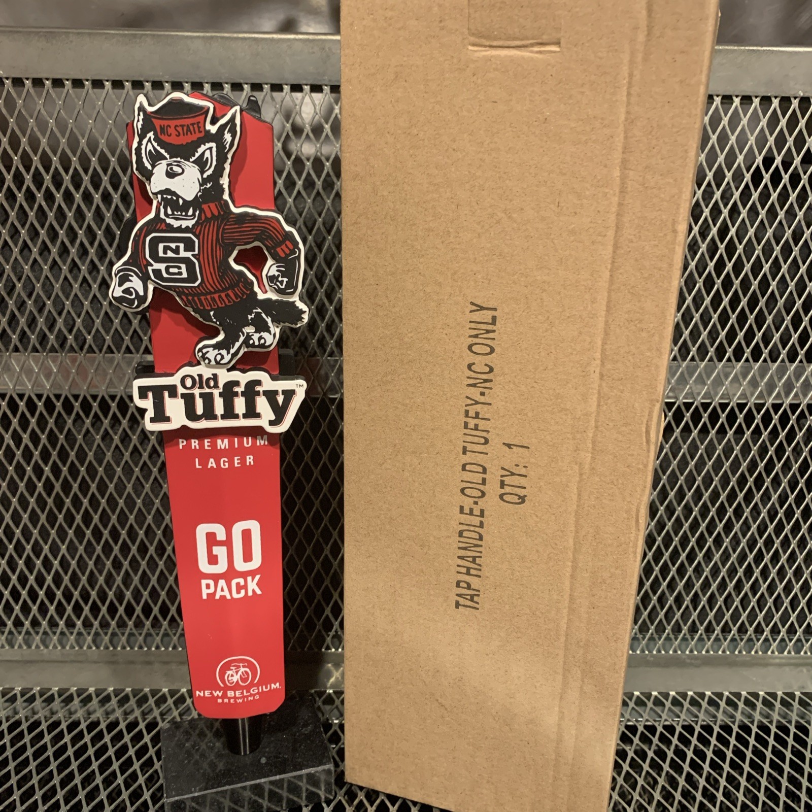 RARE OLD TUFFY Tap Handle NC State Wolfpack NCAA Champs N Belgium GRADUATION