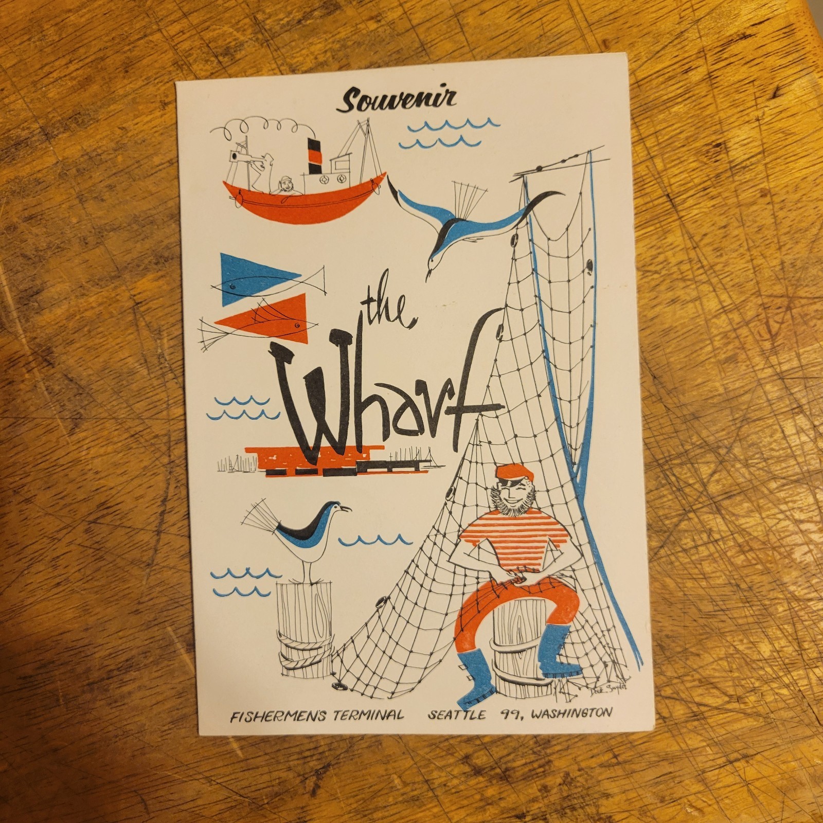1960s THE WHARF - FISHERMEN'S TERMINAL vintage dinner menu SEATTLE, WASHINGTON