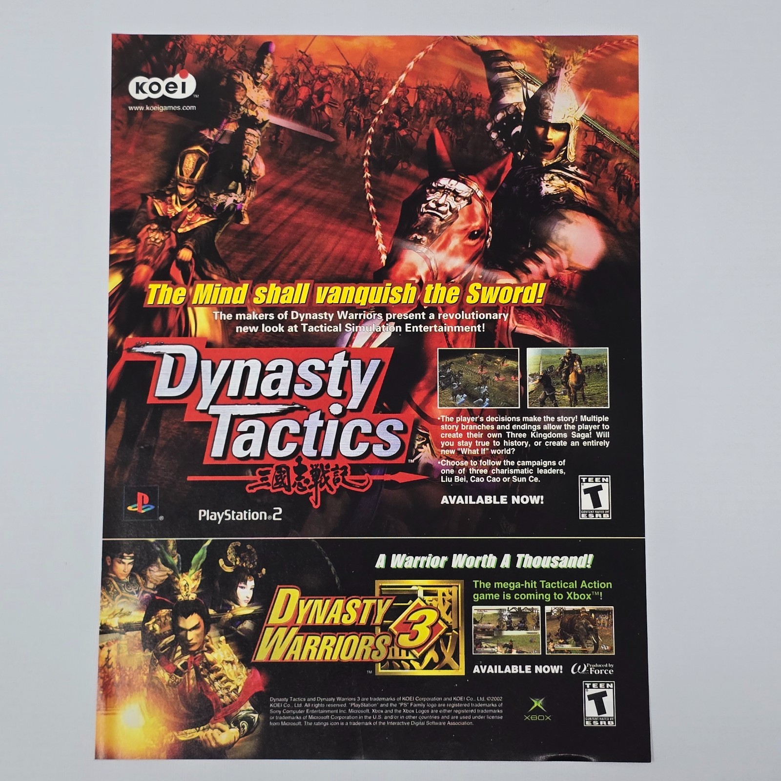 Dynasty Tactics PlayStation 2 PS2 Authentic Magazine Ad