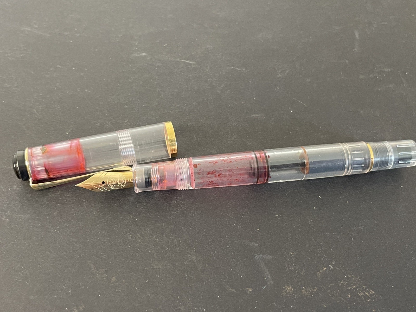 Pelikan M200 Demonstrator 14k F NIB Old Style Fountain Pen in Clear Cap & Barrel
