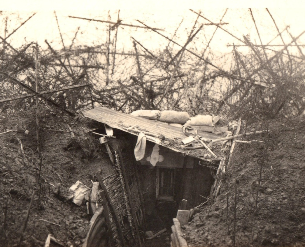 WWI German Snipers Observation Post Trench Photograph