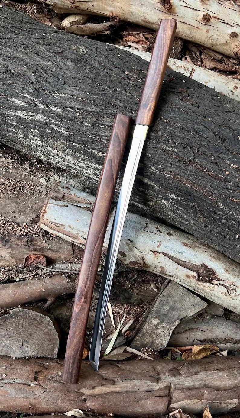 Handforged Japanese Tanto Shirasaya Ninja Swords,Full Tang Blade Samurai Sword