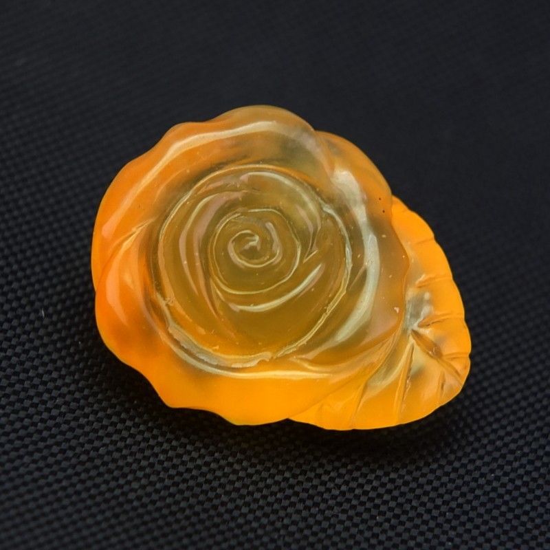 Shola Real 23.07 Ct Natural Yellow Fire Opal Flower Carving From Mexico