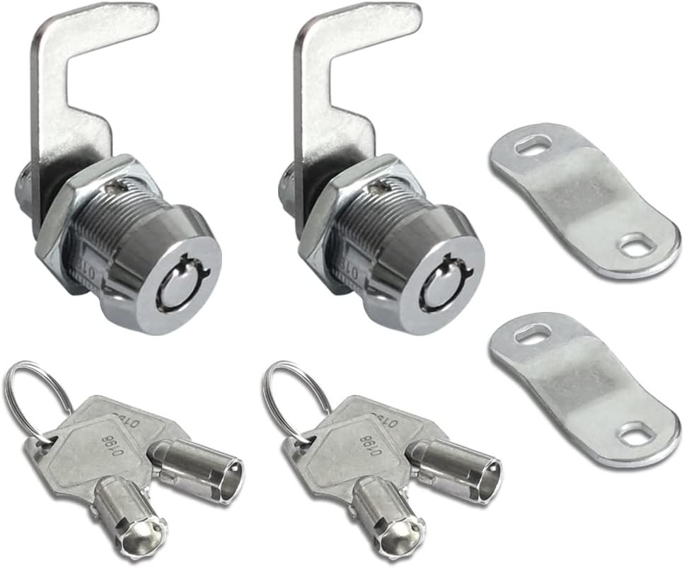 Toolbox Cam Lock Replacement 5/8 Chrome Tubular Keyed Alike 2 Pack w/ Keys