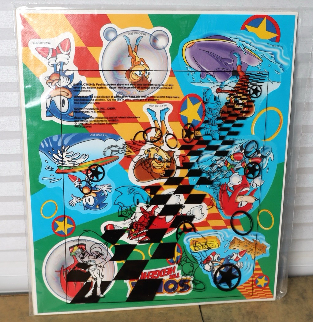 SEGA Sonic the Hedgehog Bath Stickers Set Avon 1995 Sealed Vintage Rare