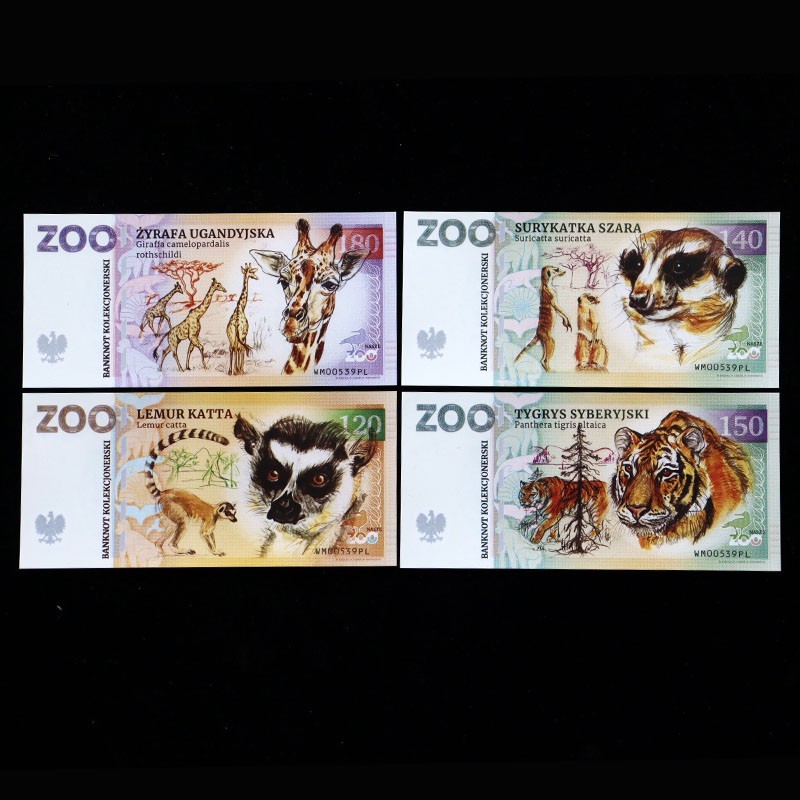 2026 New Warsaw Zoo, Poland 4pcs, 120 140 150 180 notes, Private Polymer