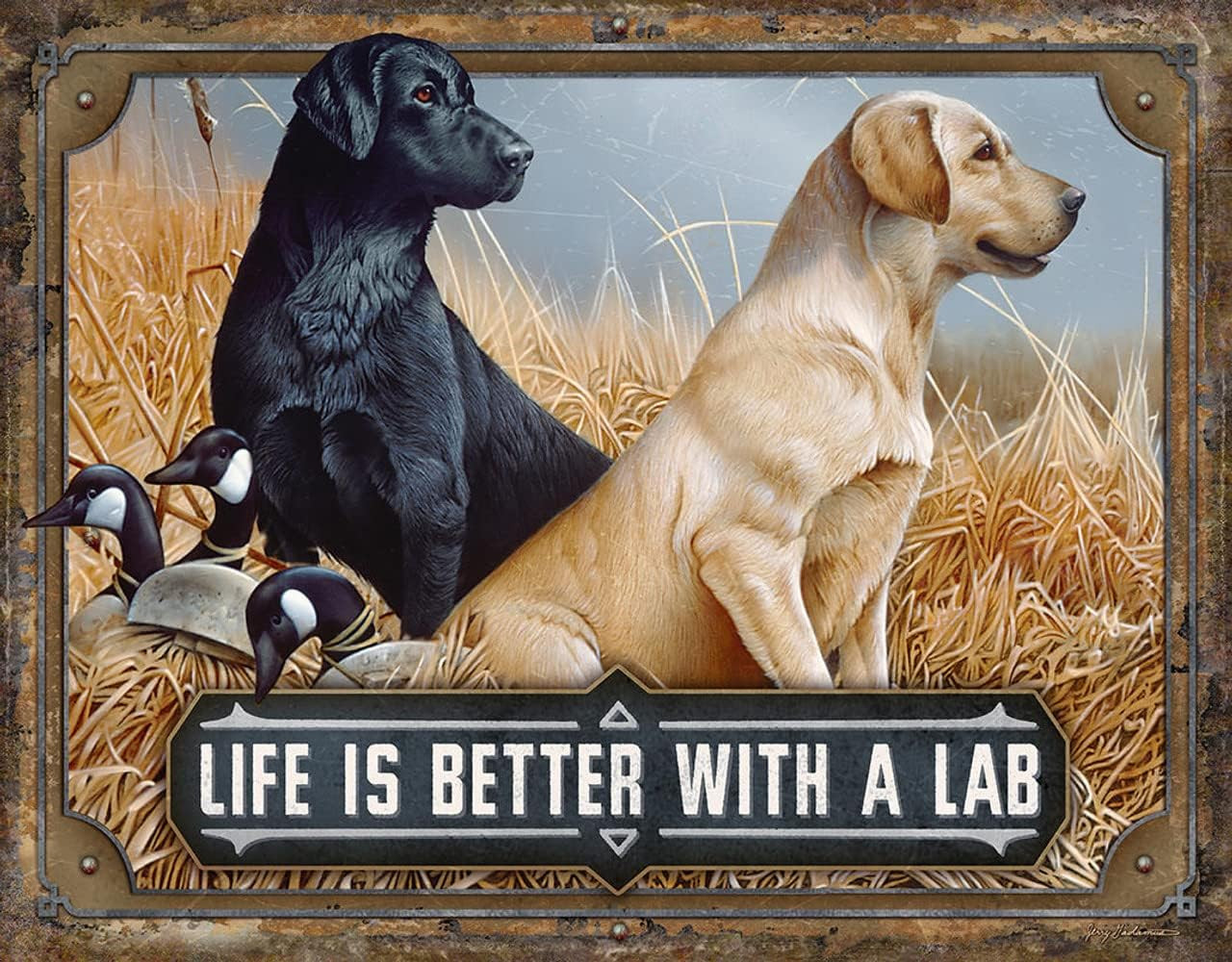 Life Is Better with a Lab Tin Sign Vintage Metal Wall Art