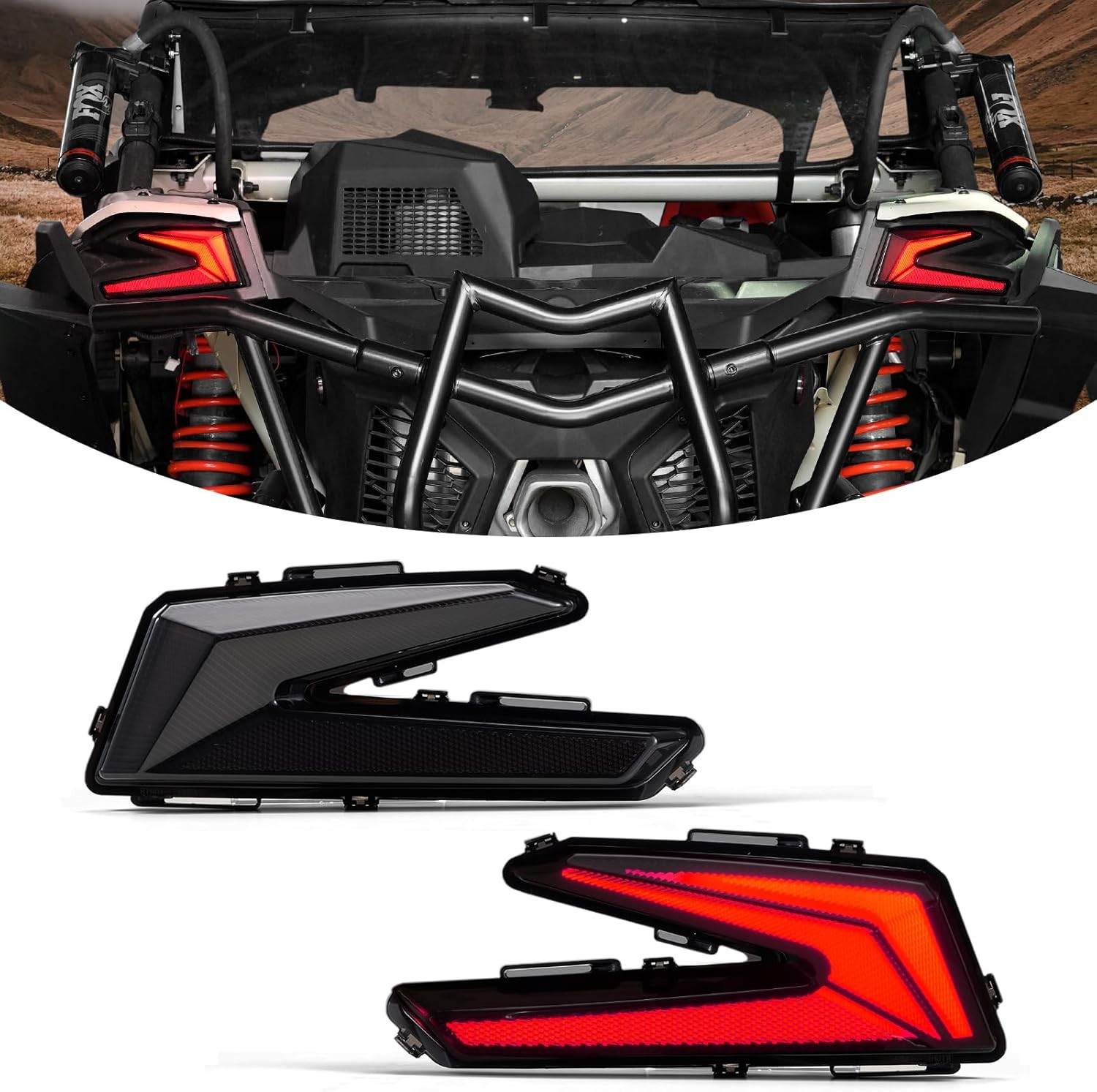 Smoked LED Tail Lights for 2017-2026 Can Am Maverick X3 Accessories Taillights B