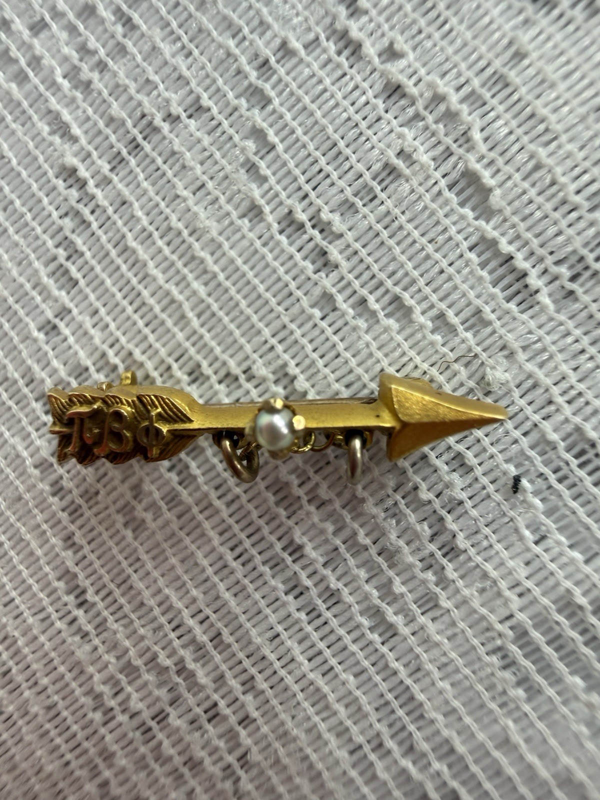Vtg RARE 1930s 14k Yellow Gold Opal Pi Beta Phi Sorority Arrow Pin Badge Antique