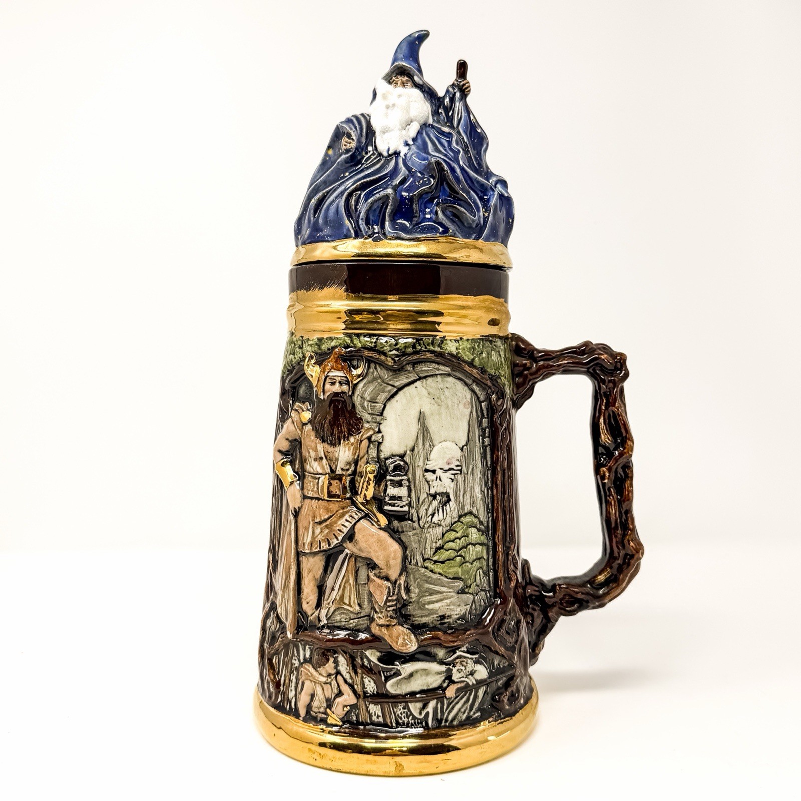 Vintage Duncan Ceramic Stein Fantasy Wizard Dungeons And Dragons With Lid 1980