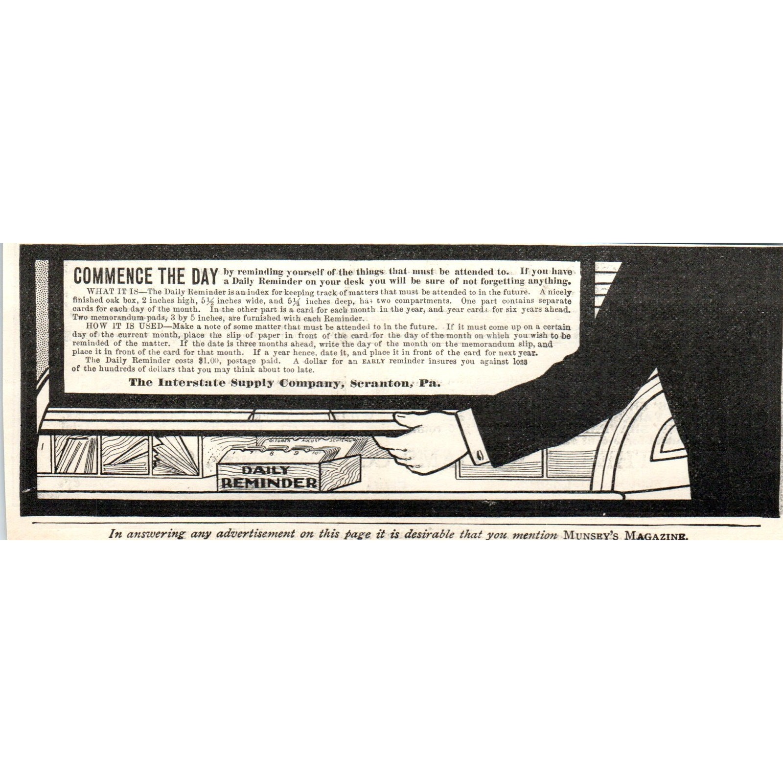 Daily Reminder Interstate Supply Co Scranton PA c1905 Advertisement AE7-A3